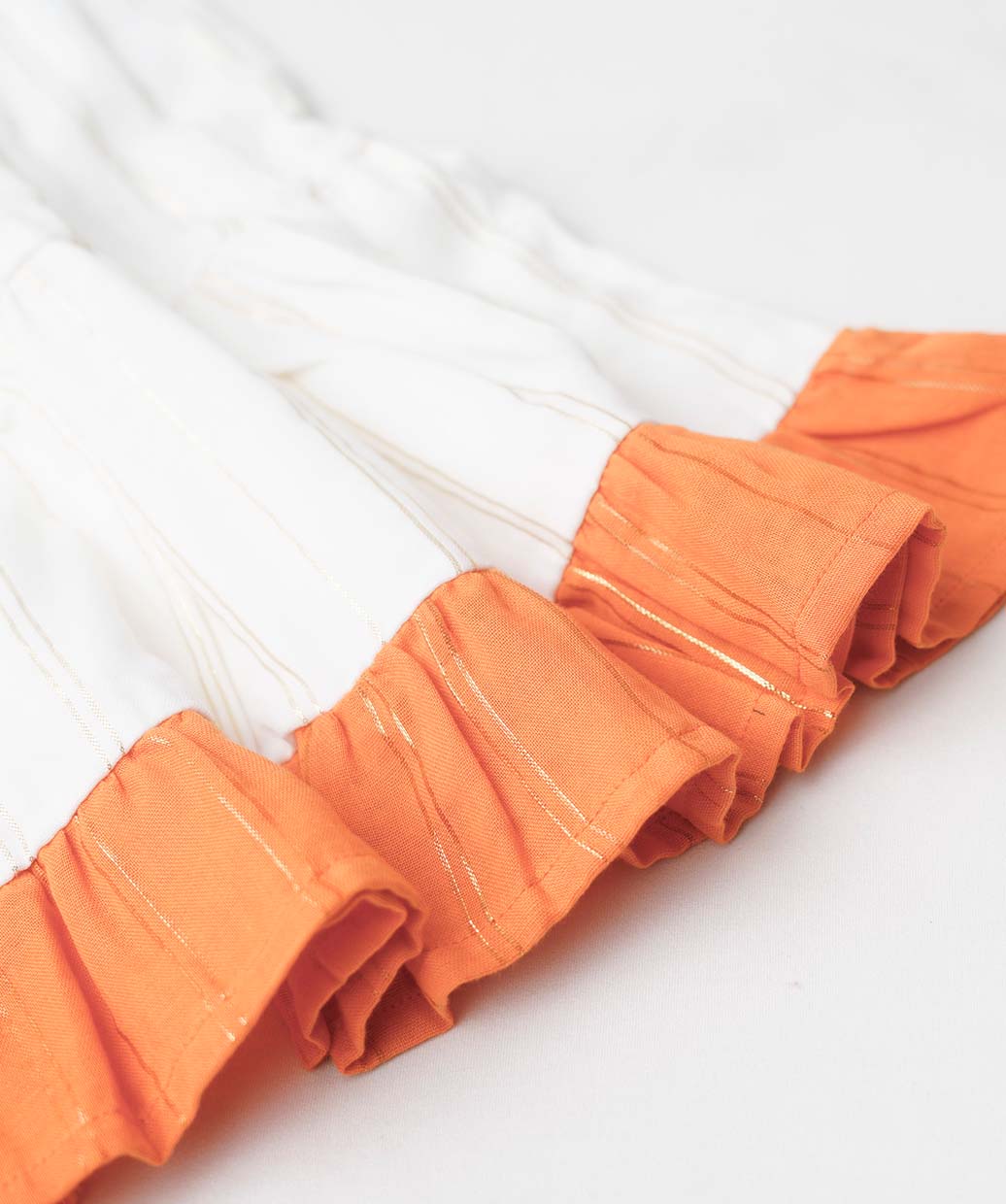 Ridhi Top With Skirt (Puff Sleeve) - Carrot Orange