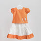 Ridhi Top With Skirt (Puff Sleeve) - Carrot Orange
