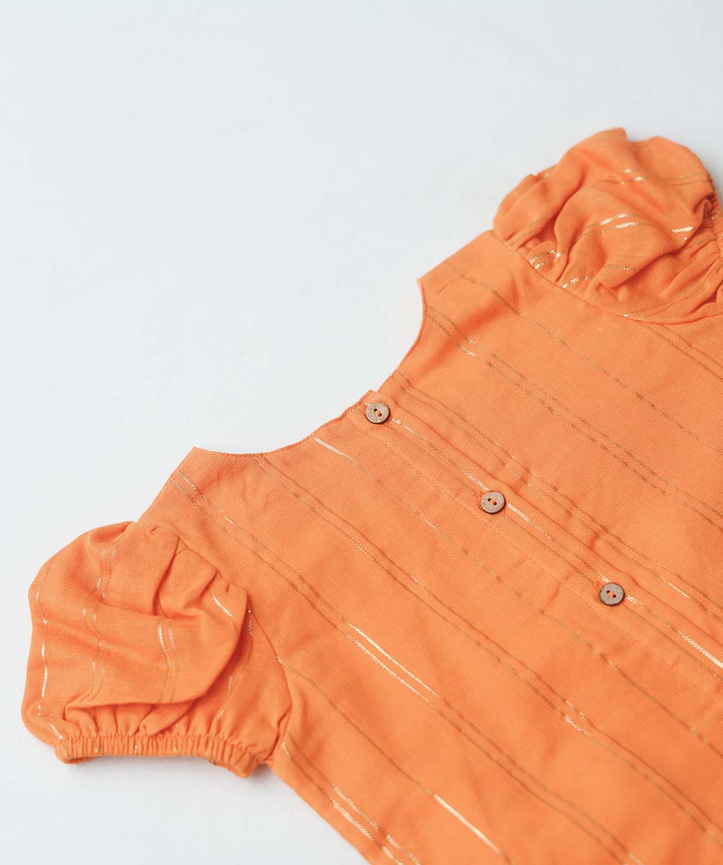 Ridhi Top With Skirt (Puff Sleeve) - Carrot Orange