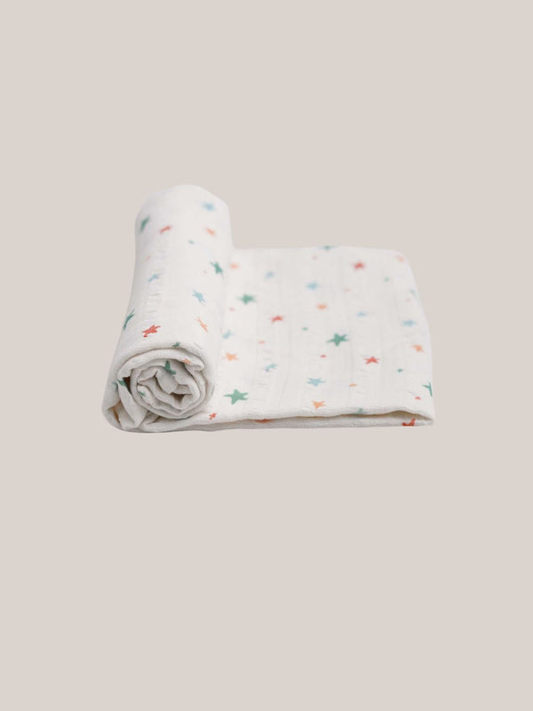 FIRSTIN Muslin Seer Sucker Towel 70X70CM - Orbit Stars
