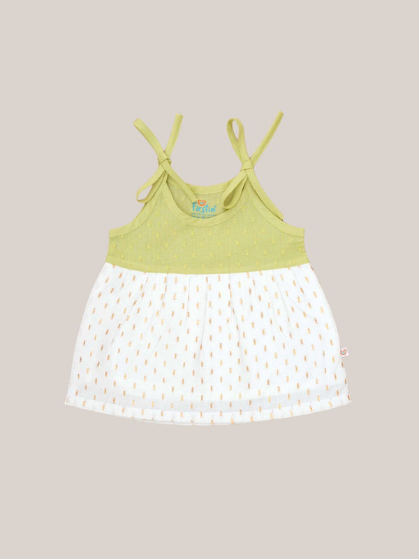 FIRSTIN Lurex Dobby Knotted Frock - Palm Green