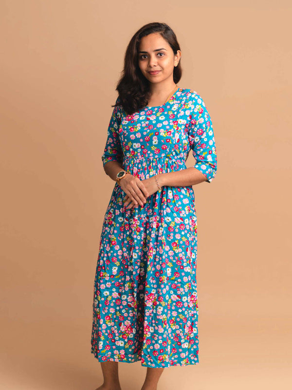 FIRSTIN Feeding Maxi Gown - Peacock