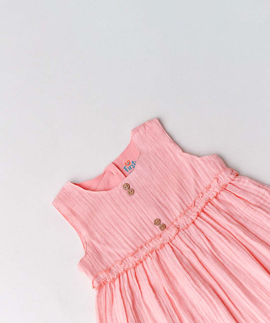 Muslin Bubble Crinkle Grace Frock - Flamingo Pink