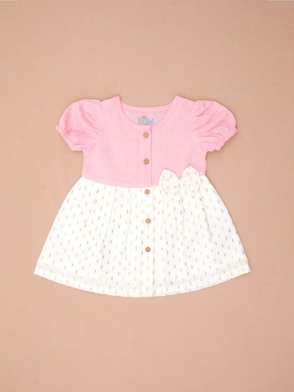 FIRSITN Lurex Dobby Frock - Shimmer Melon Pink