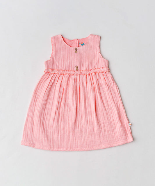 Muslin Bubble Crinkle Grace Frock - Flamingo Pink
