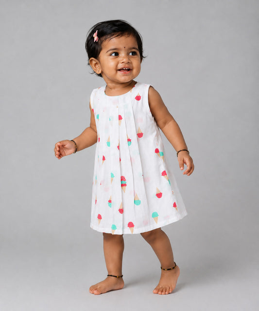 Muslin Pintuck Frock - Waffle Cone