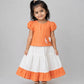 Ridhi Top With Skirt (Puff Sleeve) - Carrot Orange