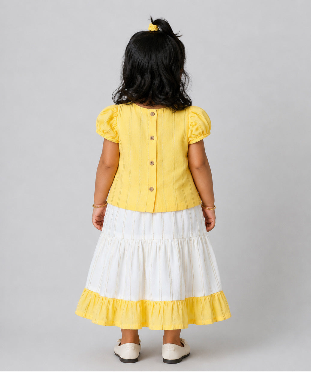 Ridhi Top With Skirt (Puff Sleeve) - Crayola