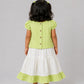 Ridhi Top With Skirt (Puff Sleeve) - Neon Green