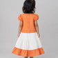 Ridhi Top With Skirt (Puff Sleeve) - Carrot Orange
