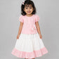 Ridhi Top With Skirt (Puff Sleeve) - Flamingo Pink