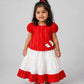 Ridhi Top With Skirt (Puff Sleeve) - Carmine