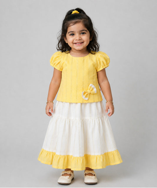 Ridhi Top With Skirt (Puff Sleeve) - Crayola