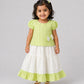 Ridhi Top With Skirt (Puff Sleeve) - Neon Green