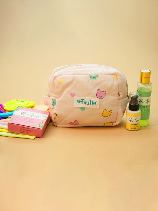 FIRSTIN Muslin Pouch - Zip Type - Salsa Rose Buddy