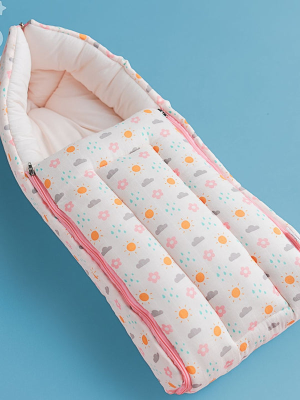 FIRSTIN Salsa Rose-Daisy Cloud Muslin Baby Carrier Nest