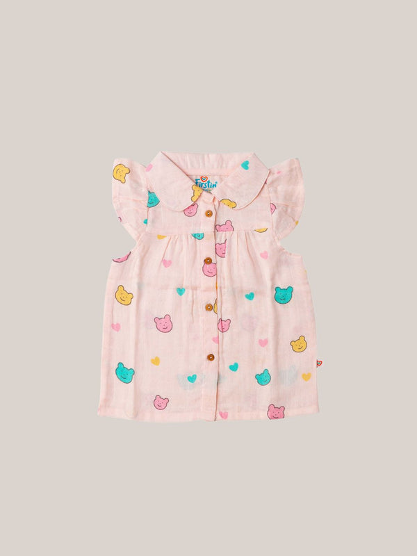 FIRSTIN Muslin Collar Neck Frock - Salsa Rose Buddy