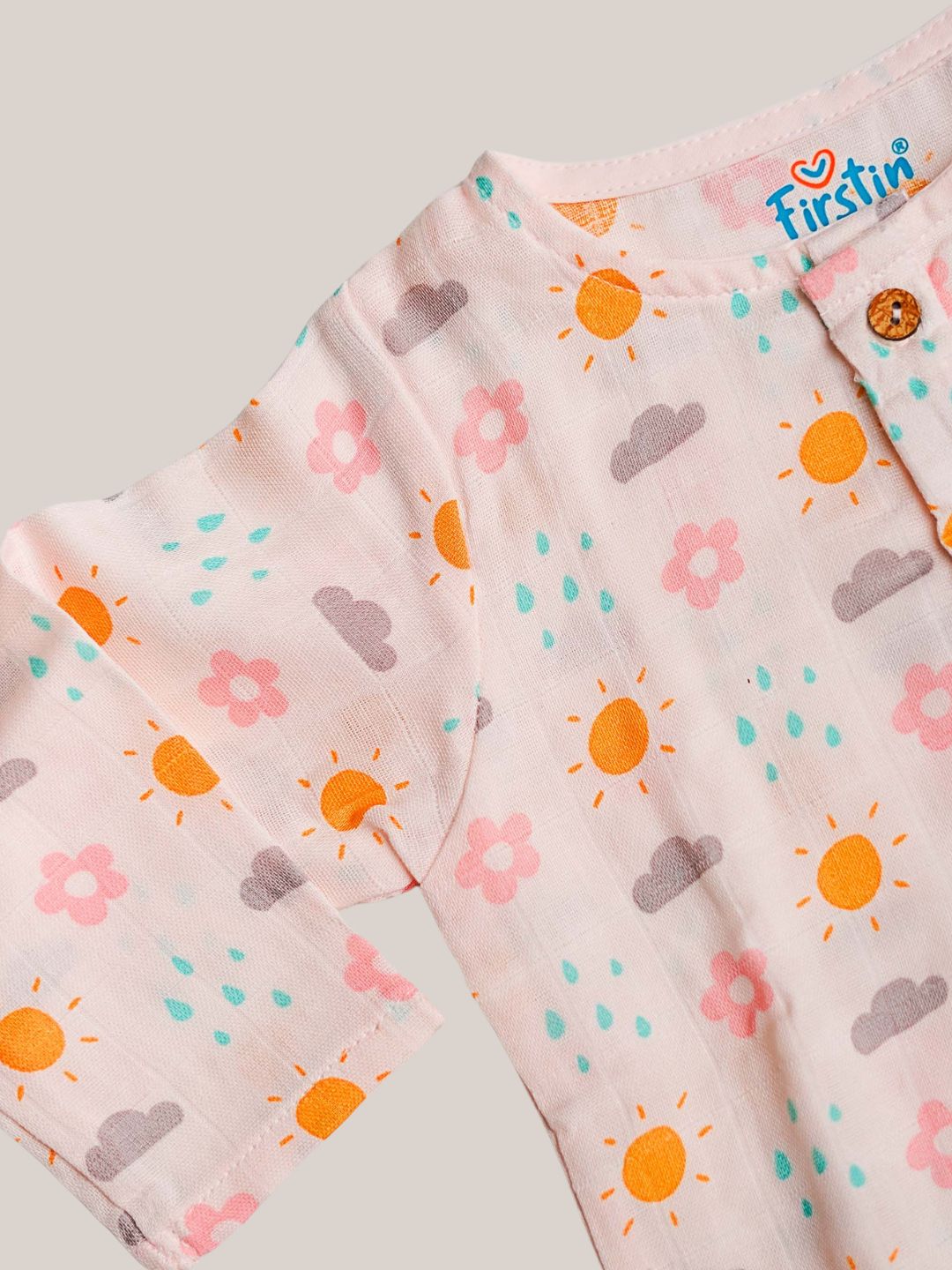 Salsa Rose-Daisy Cloud Printed Muslin Pyjamas Set