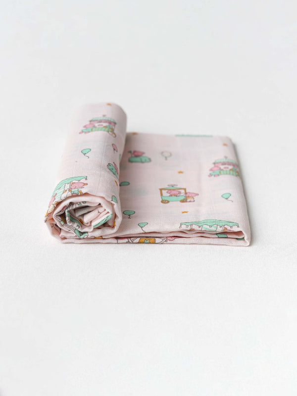 FIRSTIN Salsa Rose Ferris Wheel Muslin Towel - 70X70CM