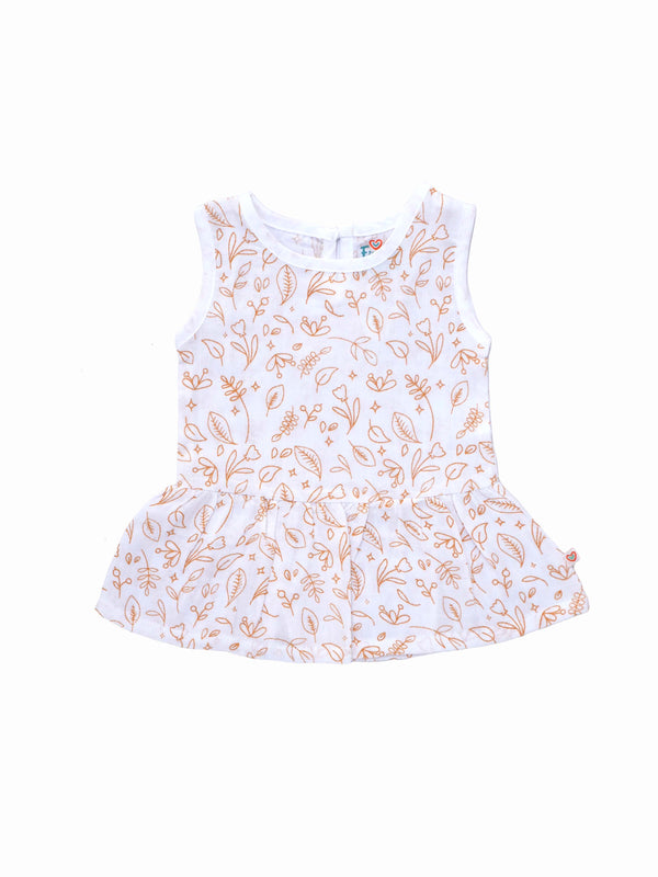 FIRSTIN Muslin Frock Back Button - (W) Lime Cream Shrubs