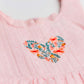 Seer Sucker Muslin Self Knotted Frock With Embroidery Lt. Pink
