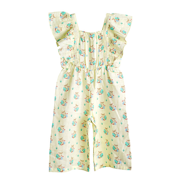 FIRSTIN Muslin Palazzo (Bottom Snap Button) - Yellow Zippy Zebra