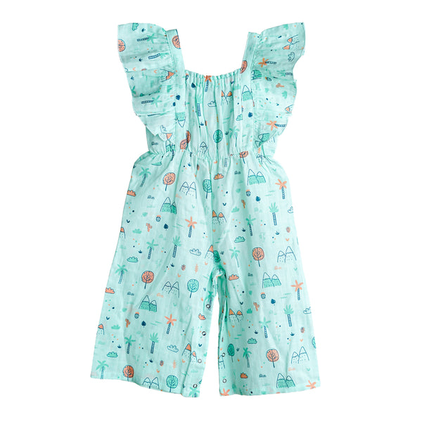 FIRSTIN Muslin Palazzo (Bottom Snap Button) - Mint Cliff