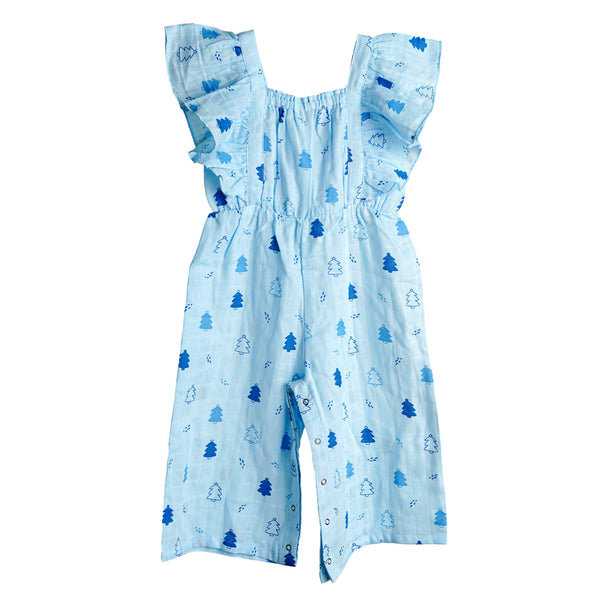 FIRSTIN Muslin Palazzo (Bottom Snap Button) - Blue Fir Tree