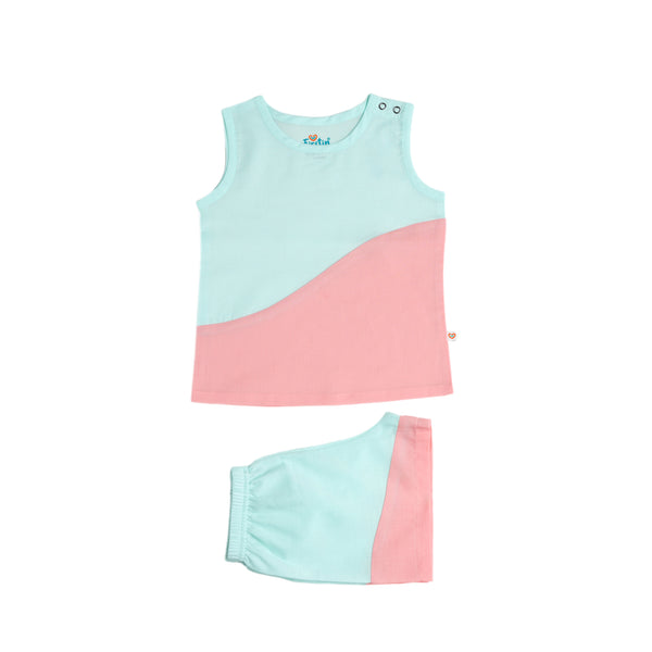 FIRSTIN Organic Cotton Duo Jabla-Shorts Set Sleeveless - Mint