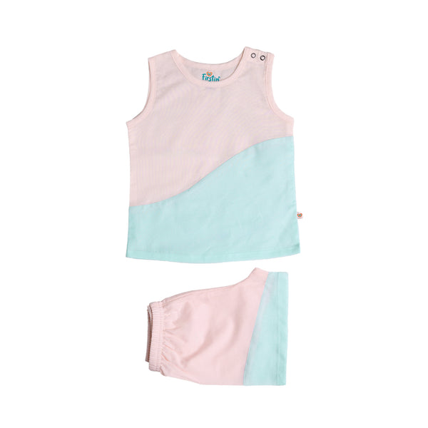 FIRSTIN Organic Cotton Duo Jabla-Shorts Set Sleeveless - Salsa Rose