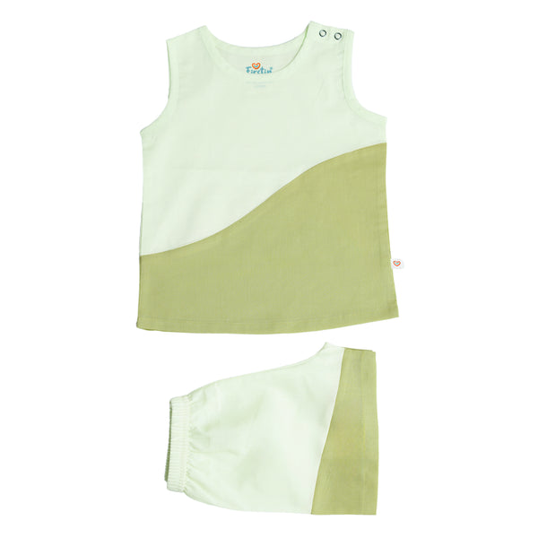 FIRSTIN Organic Cotton Duo Jabla-Shorts Set Sleeveless - Fluo Green