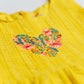 Seer Sucker Muslin Self Knotted Frock With Embroidery Dk.Yellow