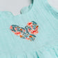 Seer Sucker Muslin Self Knotted Frock With Embroidery MInt
