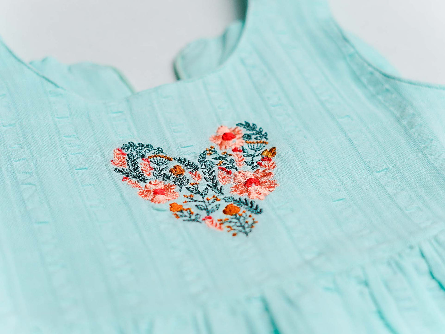 Seer Sucker Muslin Self Knotted Frock With Embroidery MInt