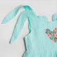 Seer Sucker Muslin Self Knotted Frock With Embroidery MInt