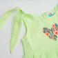 Seer Sucker Muslin Self Knotted Frock With Embroidery Lt. Green