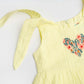 Seer Sucker Muslin Self Knotted Frock With Embroidery Lt. Yellow