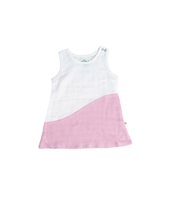 FIRSTIN Muslin Duo Frock - White