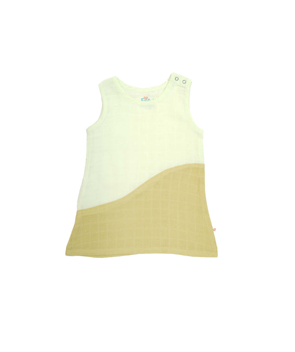 FIRSTIN Muslin Duo Frock - Fluo Green