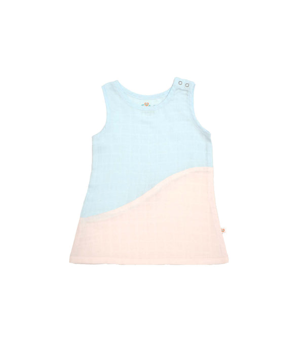 FIRSTIN Muslin Duo Frock - Blue