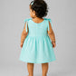 Seer Sucker Muslin Self Knotted Frock With Embroidery MInt