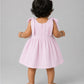 Seer Sucker Muslin Self Knotted Frock With Embroidery Lavender