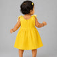 Seer Sucker Muslin Self Knotted Frock With Embroidery Dk.Yellow