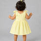 Seer Sucker Muslin Self Knotted Frock With Embroidery Lt. Yellow