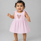 Seer Sucker Muslin Self Knotted Frock With Embroidery Lavender