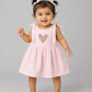 Seer Sucker Muslin Self Knotted Frock With Embroidery Lt. Pink