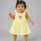 Seer Sucker Muslin Self Knotted Frock With Embroidery Lt. Yellow