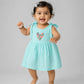 Seer Sucker Muslin Self Knotted Frock With Embroidery MInt