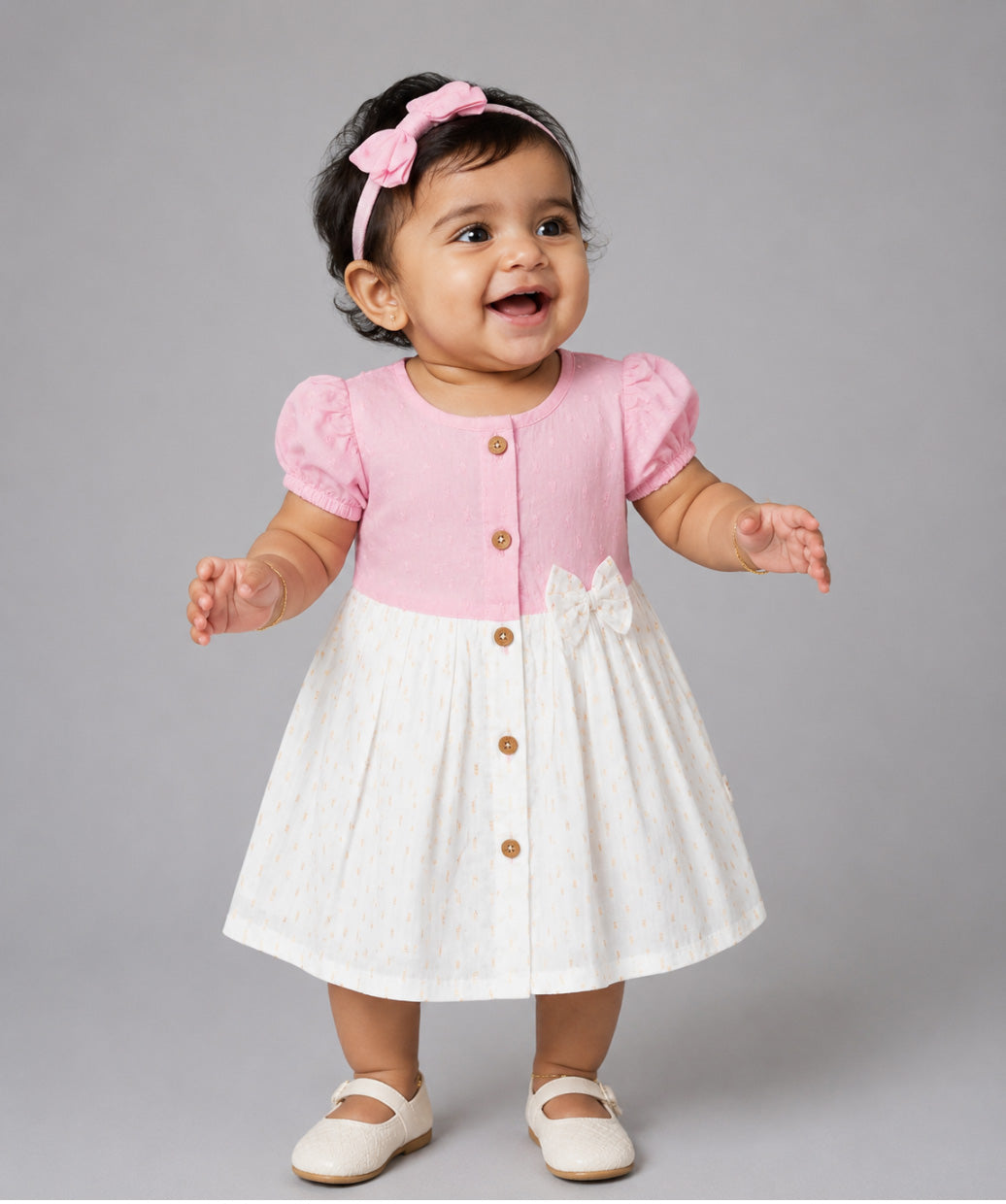 Lurex Dobby Frock - Shimmer Melon Pink