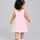 Seer Sucker Muslin Shoulder Button Frock With Embroidery Light Pink